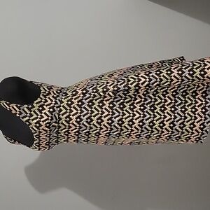 MILLY Black with Multi Coloured Patterned Sleeveless Dress